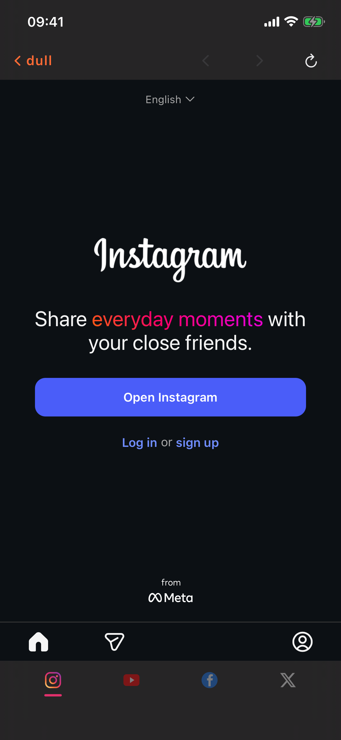 Instagram in Dull with the Explore page removed